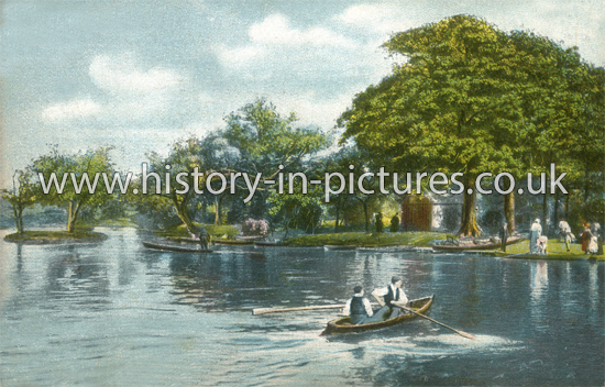 Rowing on the Hollow Pond, Leytonstone, London. c.1905